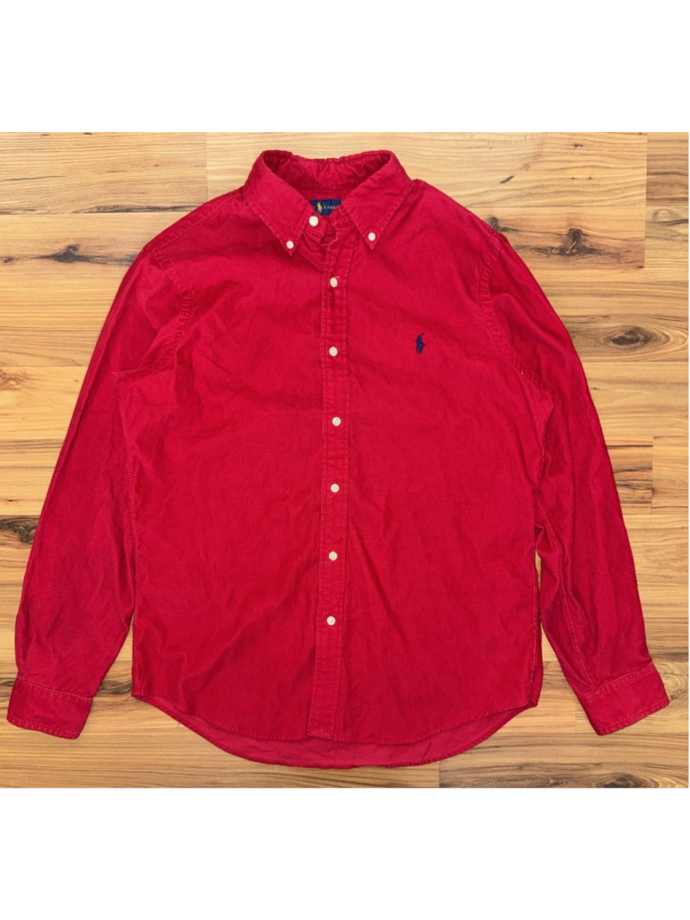 Polo Ralph Lauren Red Corduroy Button Down Shirt Mens Medium Preppy Heritage
